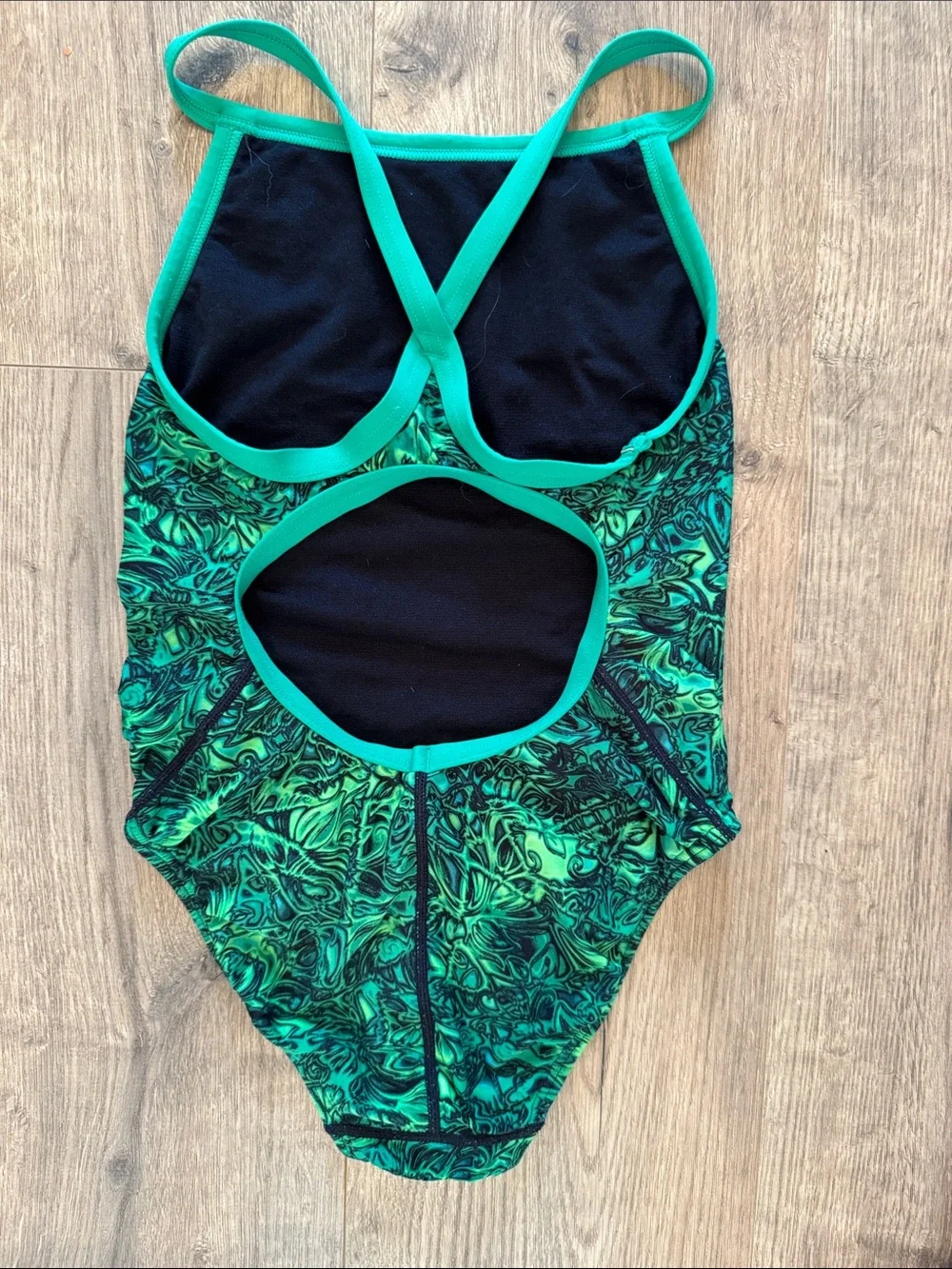 TYR Girls' Teal & Black Swirl One-Piece Swimsuit